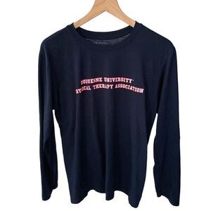 Gildan Duquesne University Physical Therapy Crew Neck Long Sleeve Shirt Navy